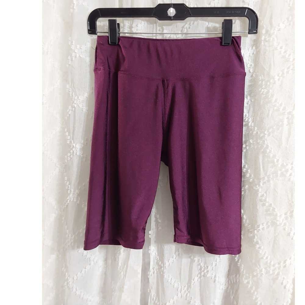 Plum Purple High Waisted Biker Shorts Women Small Activewear Spandex Workout
